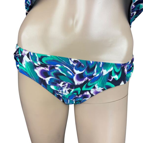 Converse One Star Women Blue Green Feather Print Bikini Swimsuit Bottom S - Picture 1 of 6
